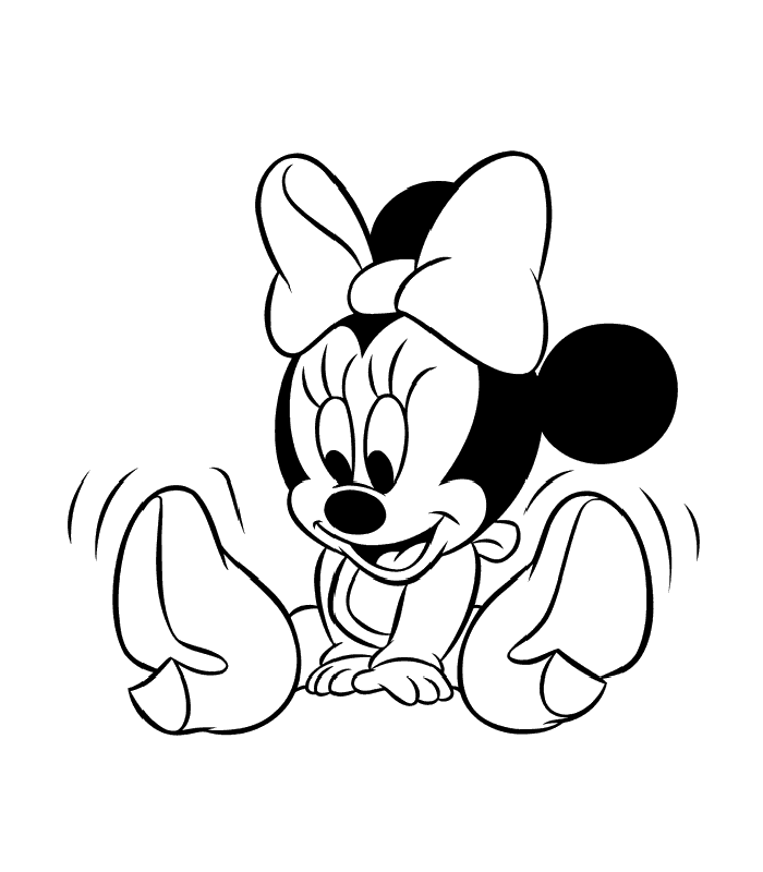 Baby Minnie Mouse In Dress Up Shoes Coloring Page