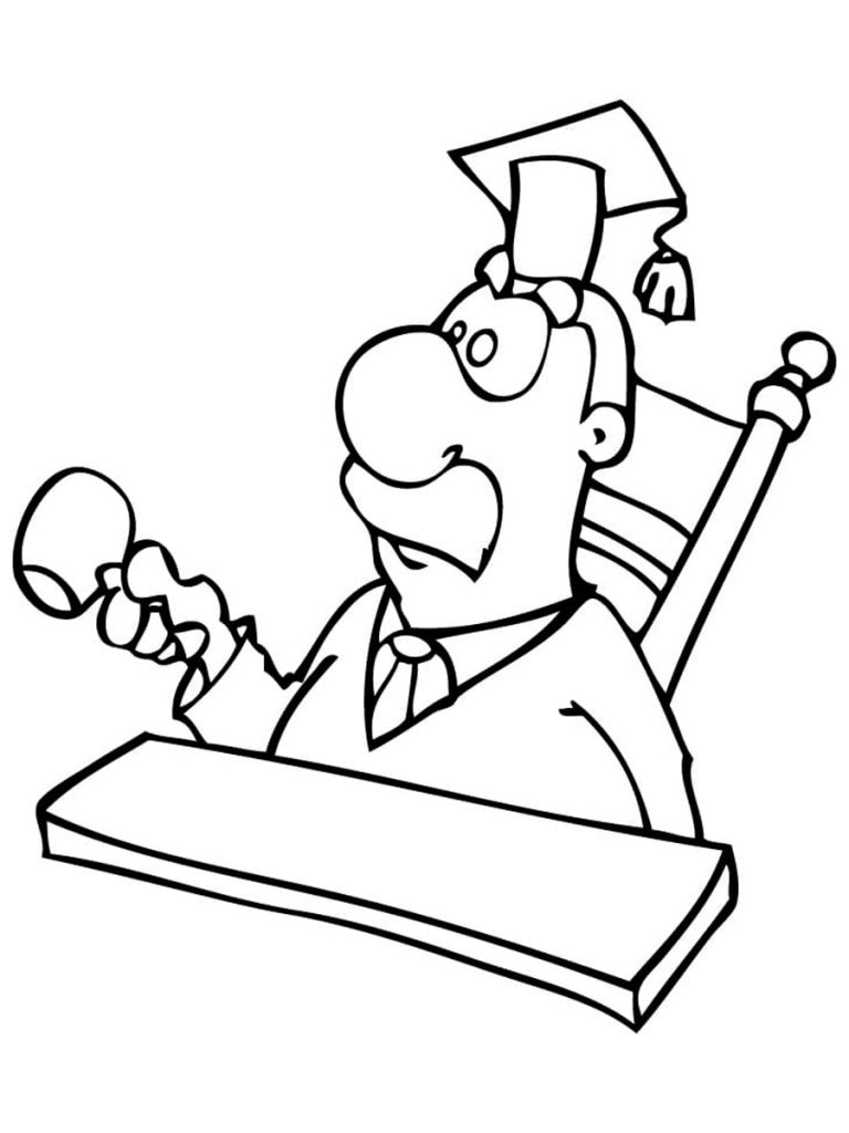 Cartoon Judge Pritable Coloring Page