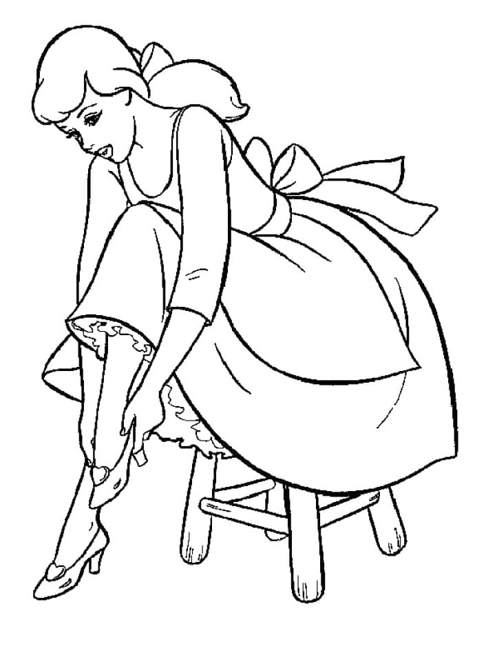 Cinderella Glass Slippers Coloring Page