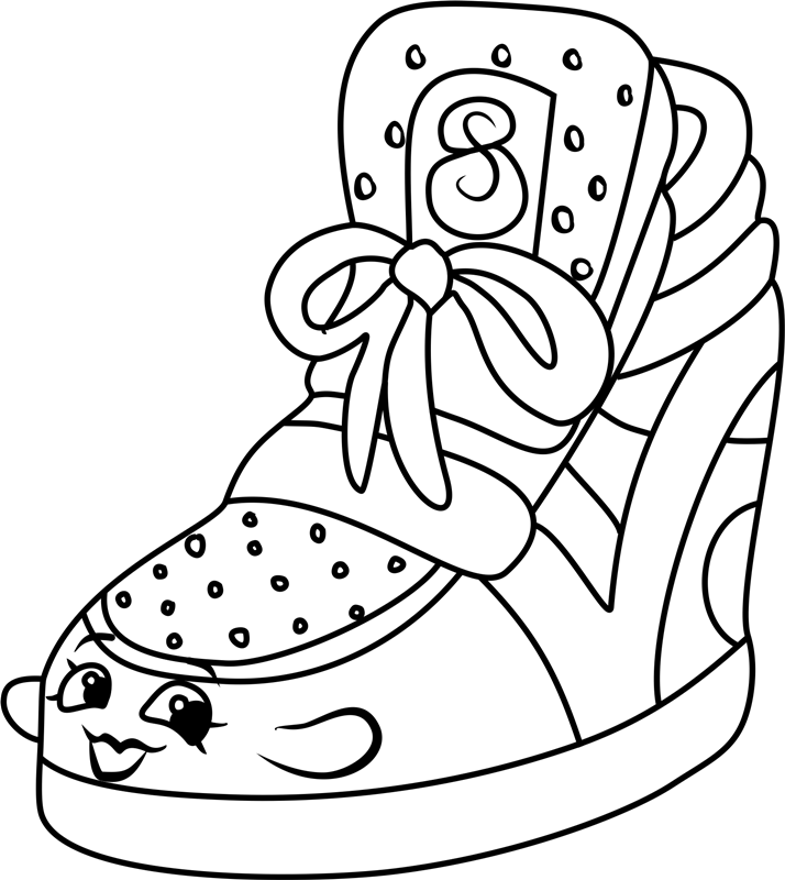 Cute High Top Girl Shoe Coloring Page