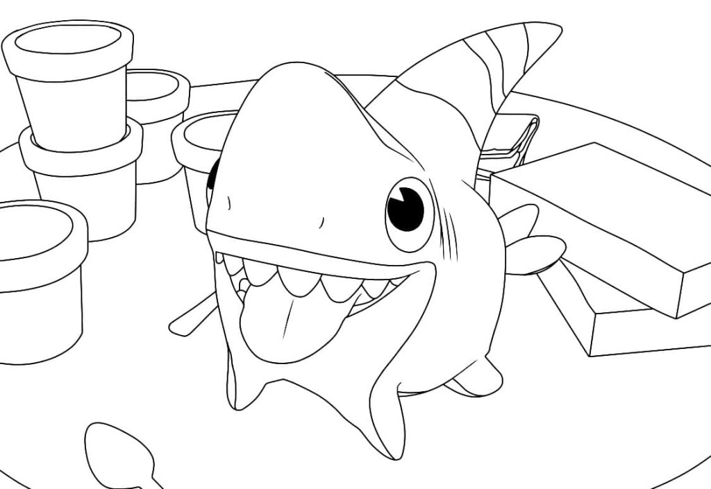 Cute Sharkdog Coloring Page