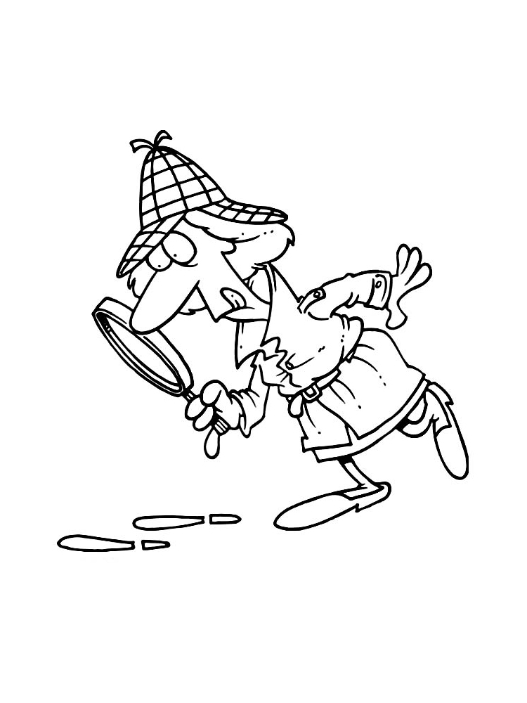 Detective Finding Footprints Coloring Page