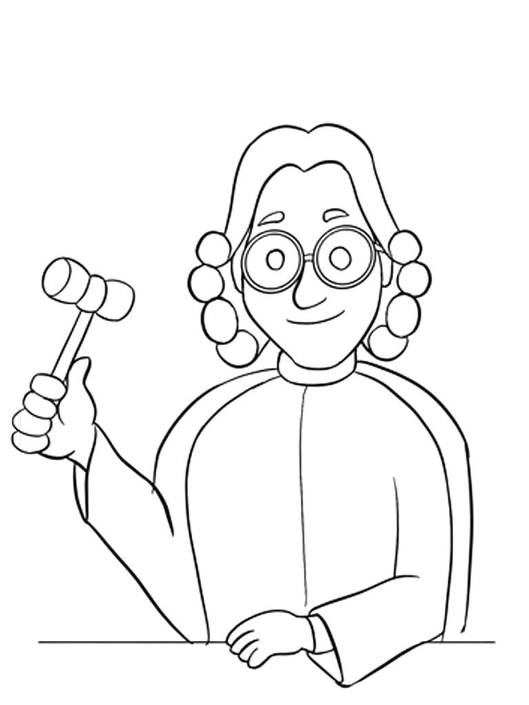 Happy Judge Coloring Page