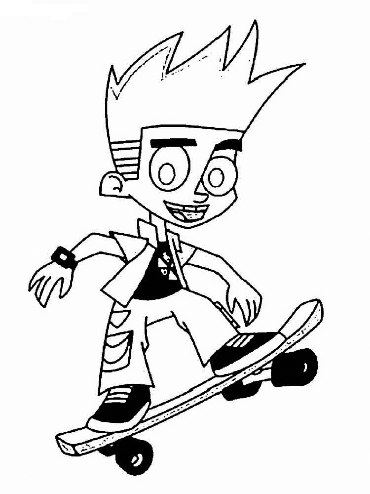 Johnny Test On Skateboard Coloring Page