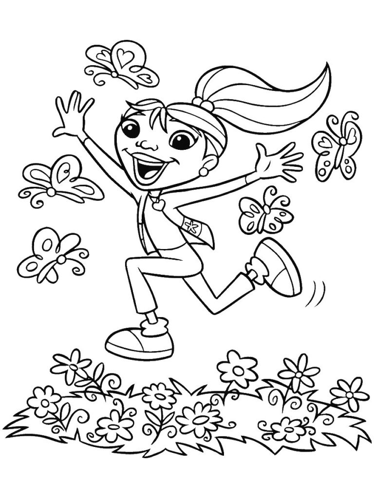 Maya And The Butterflies Coloring Page