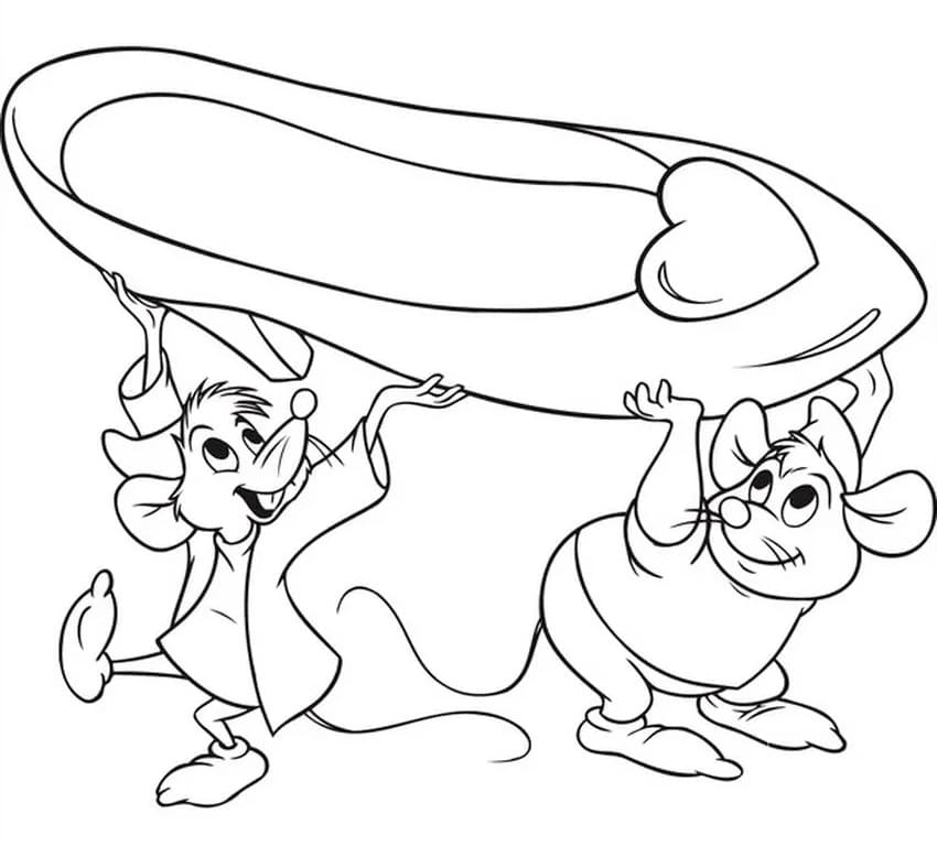 Mice Bringing Cinderellas Slipper Coloring Page