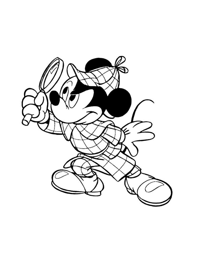 Mickey Mouse Detective Coloring Page