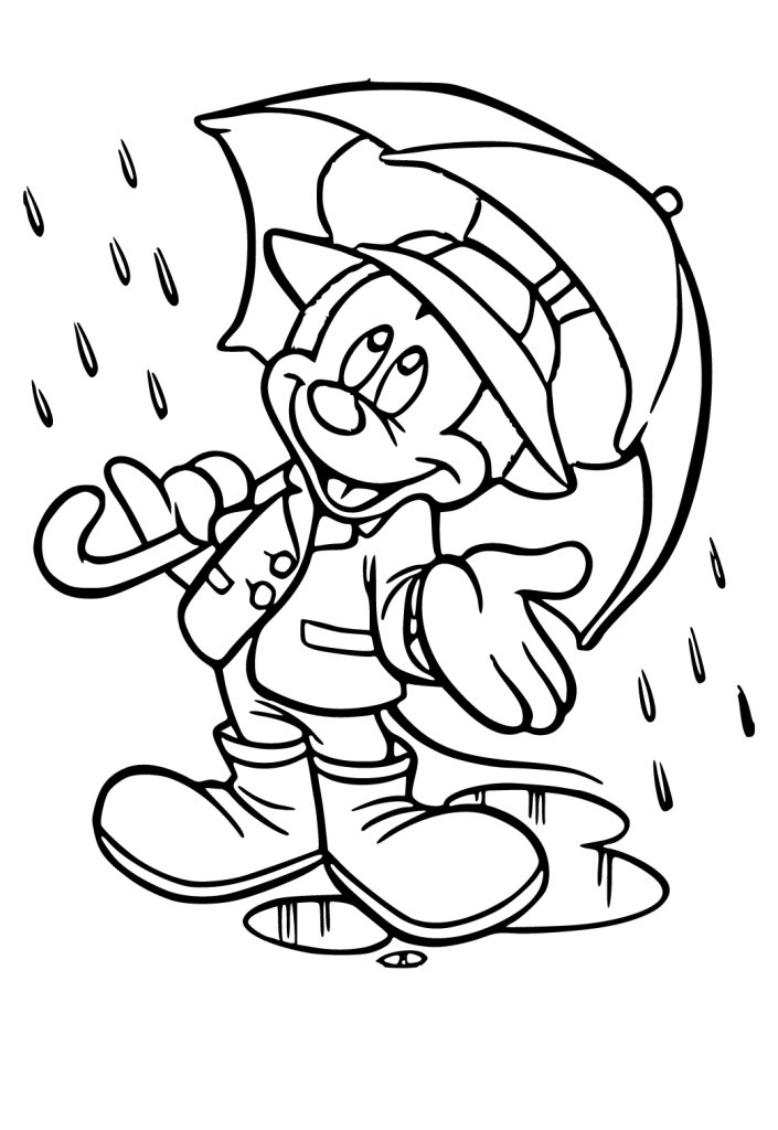 Mickey Mouse In Rain Shoes Coloring Page
