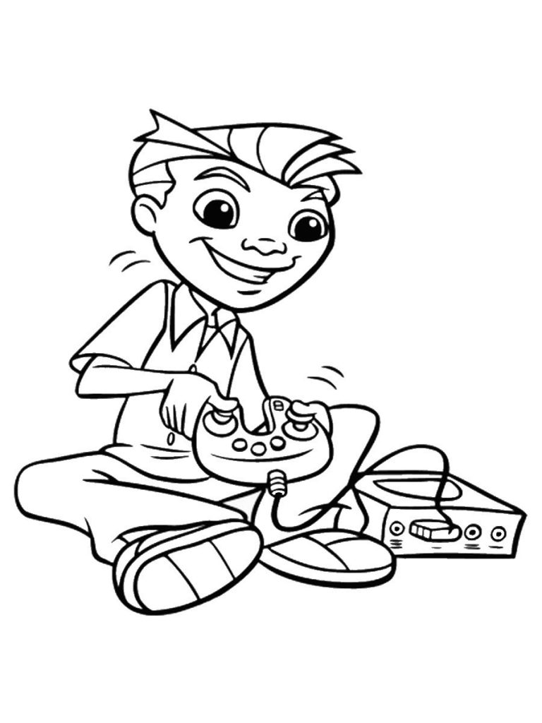 Miguel Playing Video Games Coloring Page