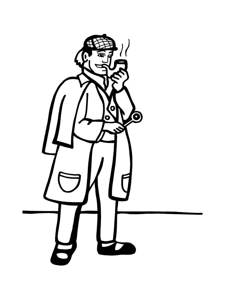 Old School Detective Coloring Page