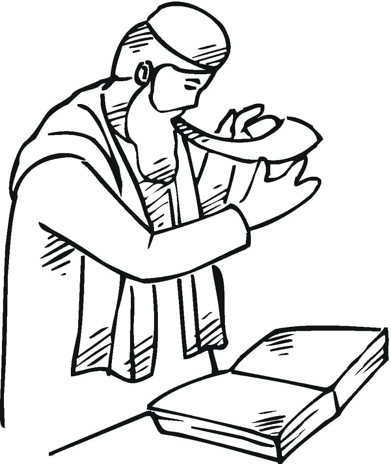 Rabbi Blowing The Shofar Coloring Page