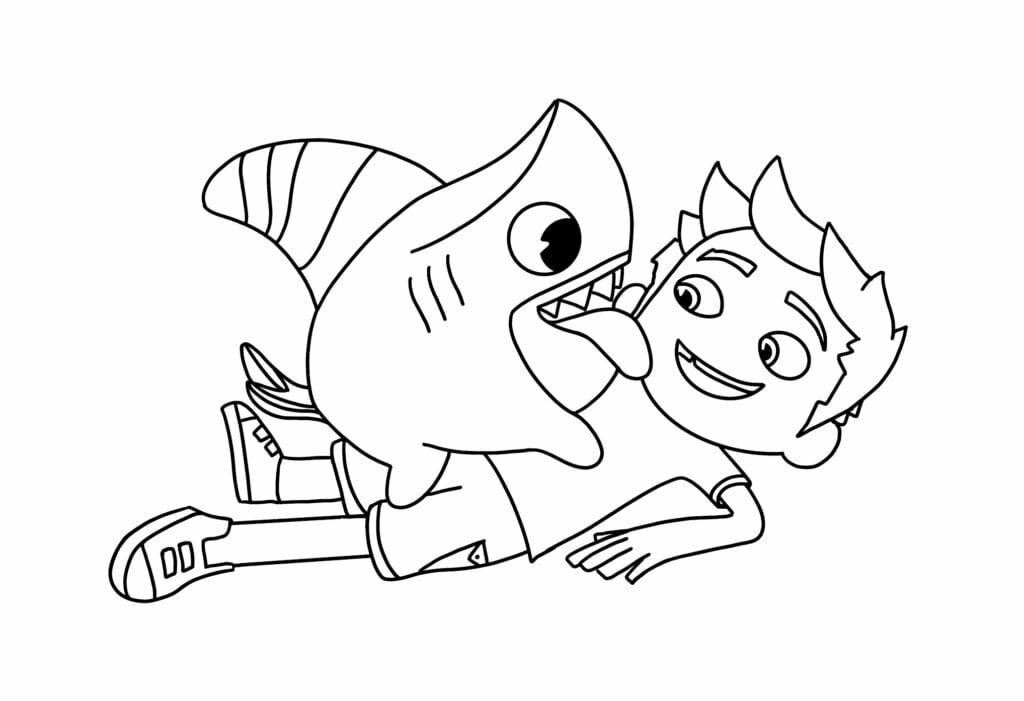 Sharkdog Loves Max Coloring Page