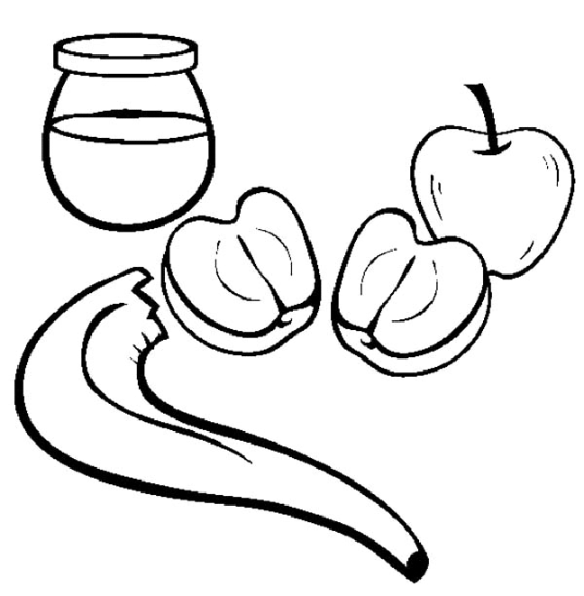 Shofar Apples And Honey Coloring Page