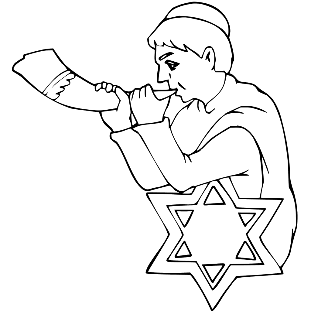 Shofar Blowing Coloring Page