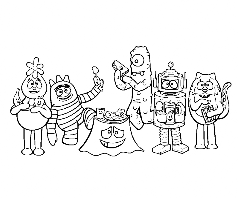 Yo Gabba Gabba Characters Coloring Page