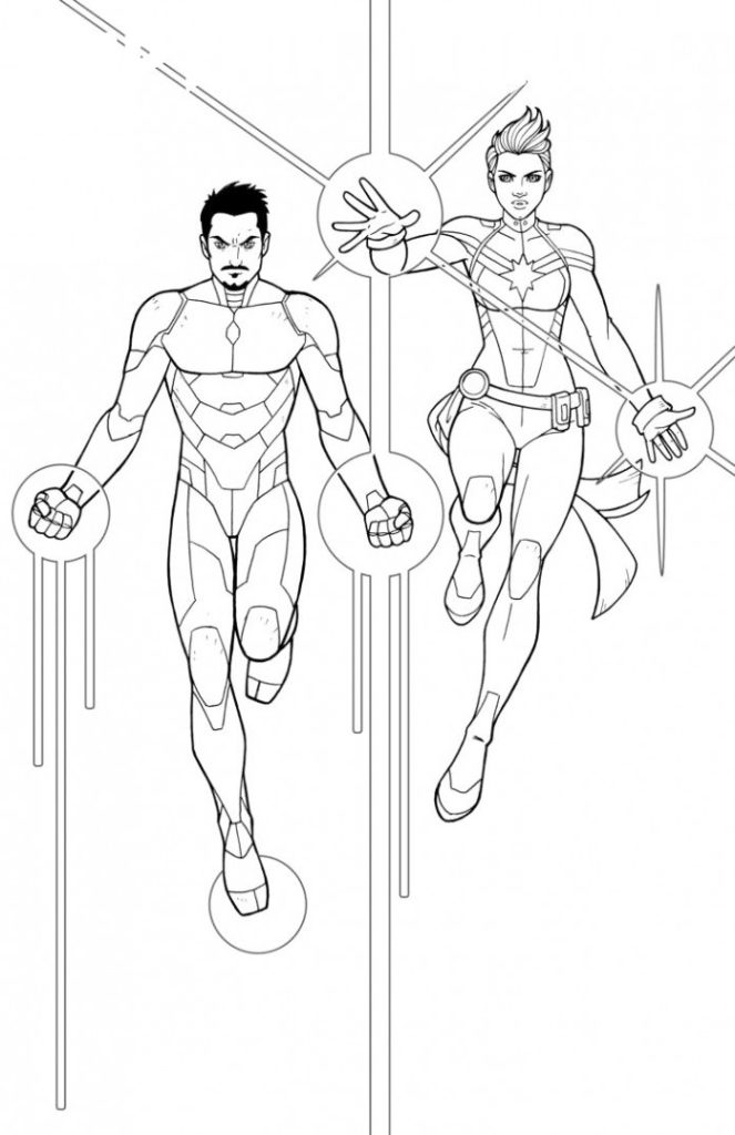 Captain Marve And Iron Man Coloring Pages