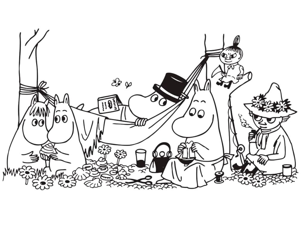 Cute Moominvalley Characters Coloring Page