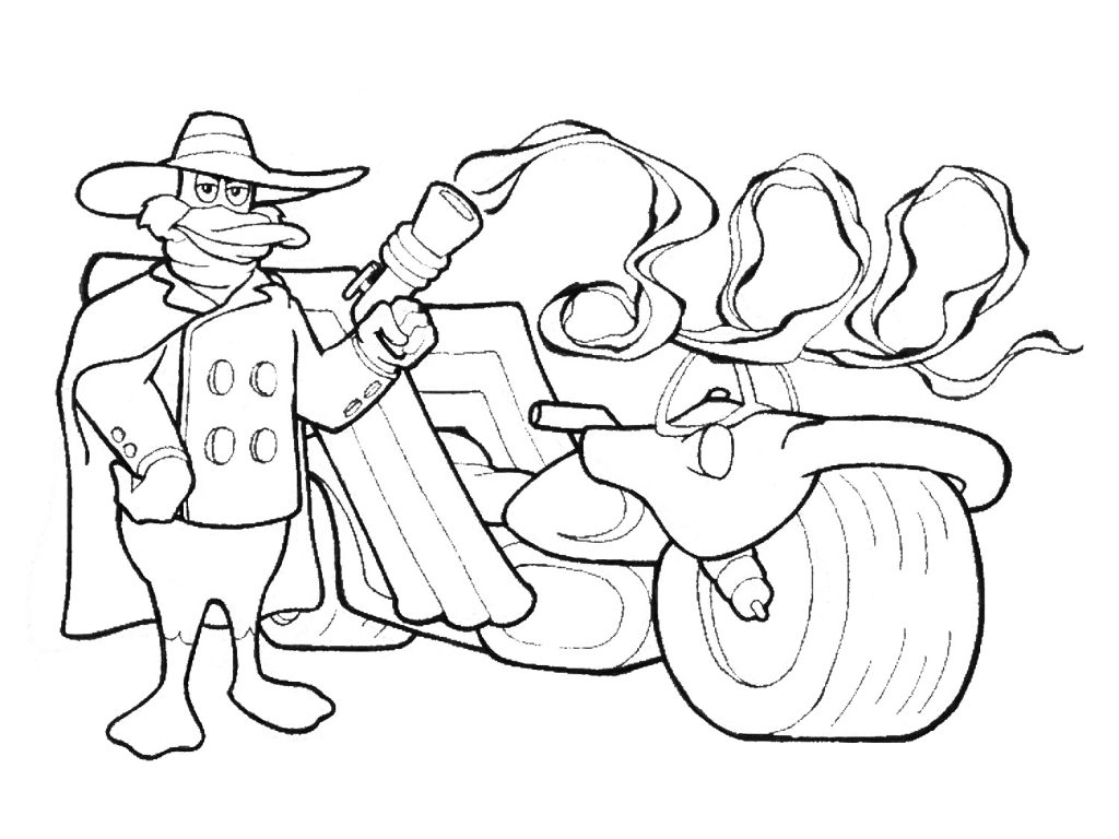 Darkwing Duck Motorcycle Coloring Page