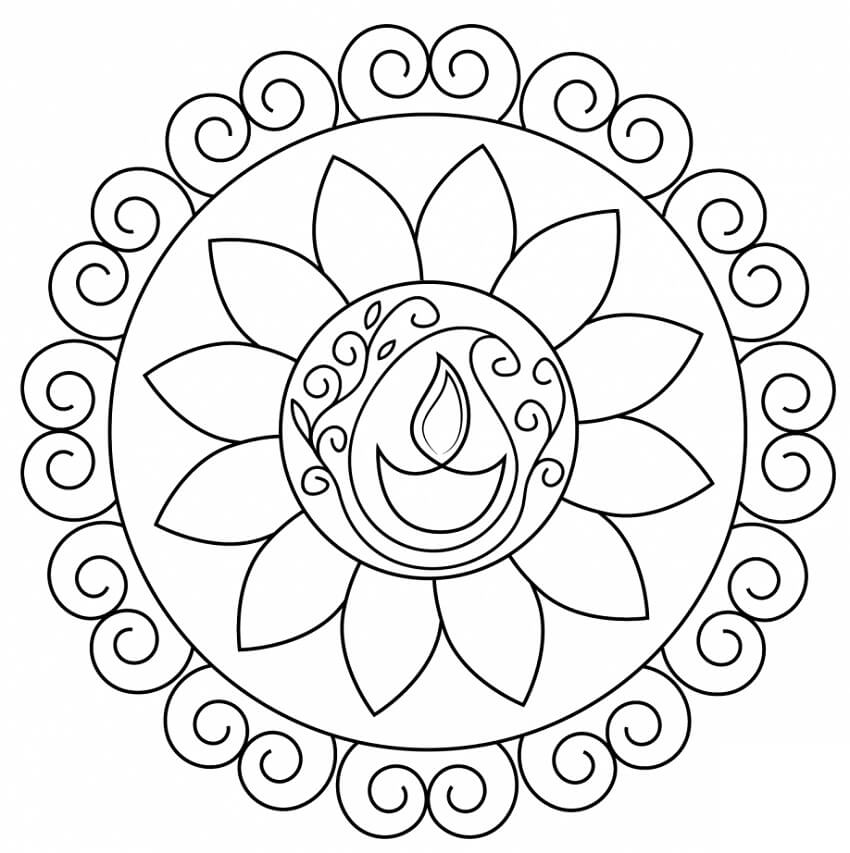 Diwali Art Coloring Page