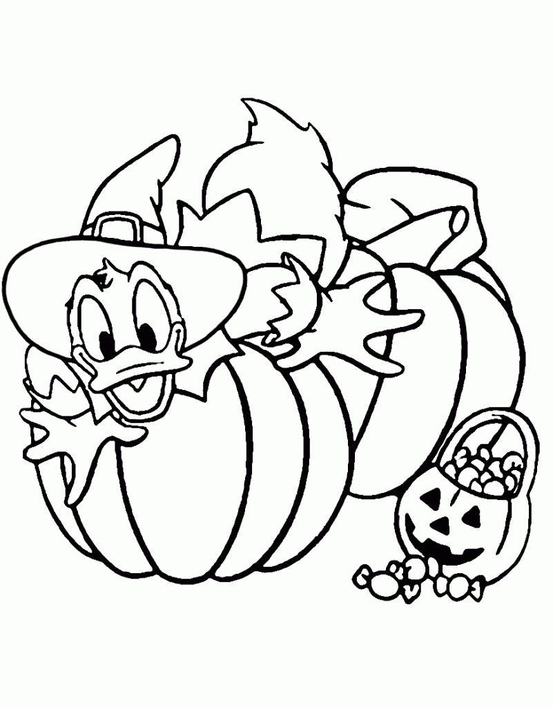 Donald Duck Halloween Coloring Page