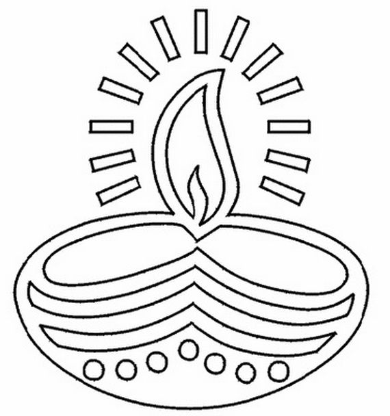Easy Diwali Candle Coloring Page