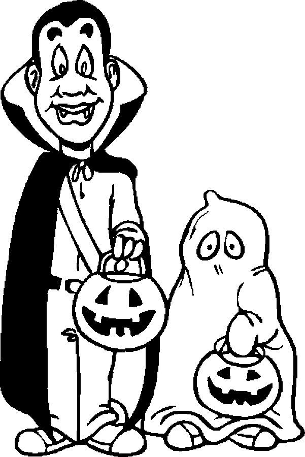 Family Trick Or Treating Coloring Page