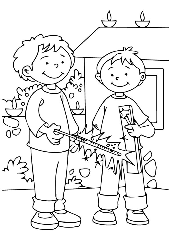 Fireworks On Diwali Coloring Page