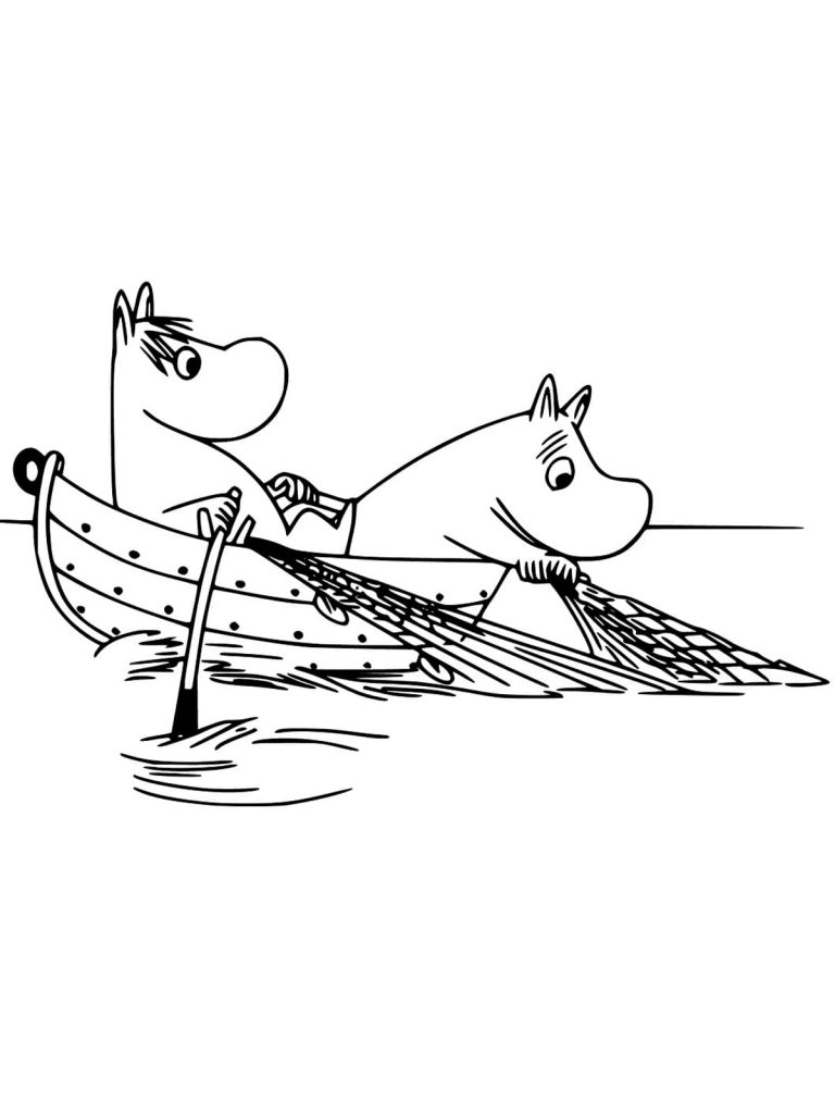 Moominvalley Fishing Coloring Page