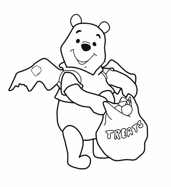 Pooh Bat Treats Coloring Page