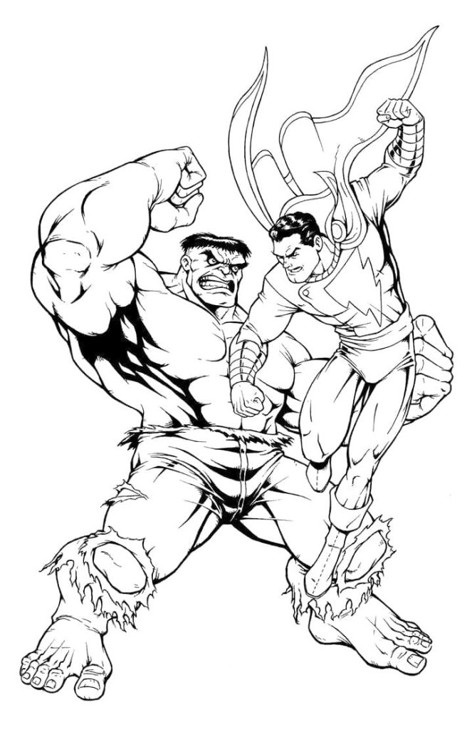 Shazam Vs Hulk Dc Vs Marvel Coloring Page