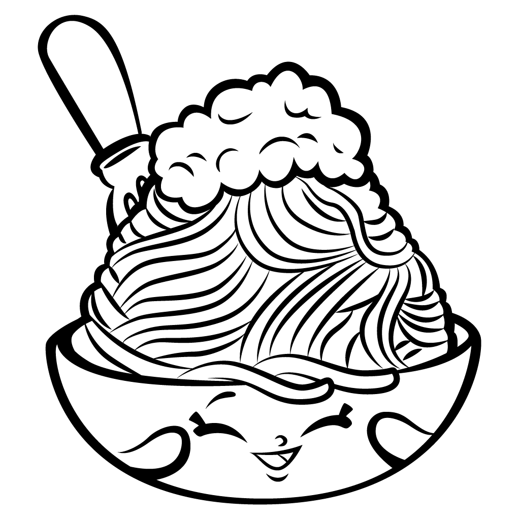 Shopkins Bowl Of Happy Spaghetti Coloring Page