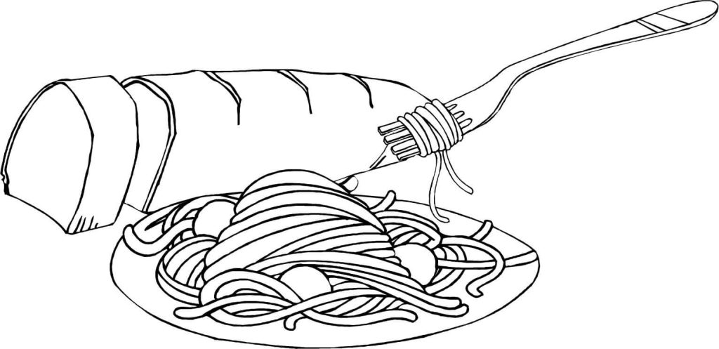 Spaghetti Dinner Coloring Page