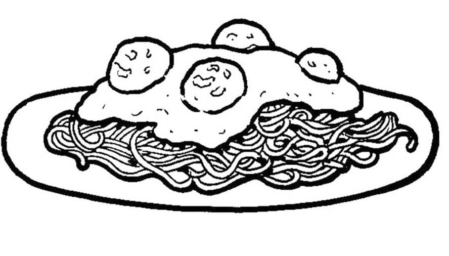 Spaghetti And Meatballs Coloring Page