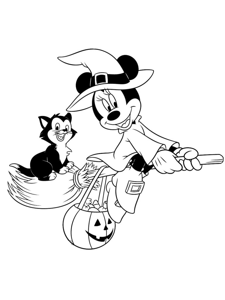 Witch Minnie Halloween Coloring Page