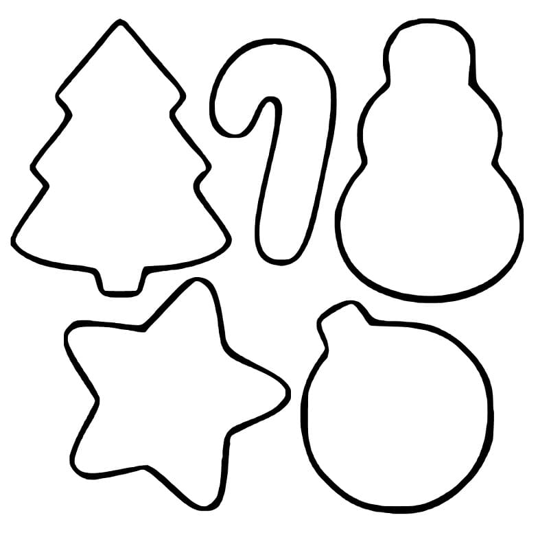 Christmas Cookie Shapes Coloring Page