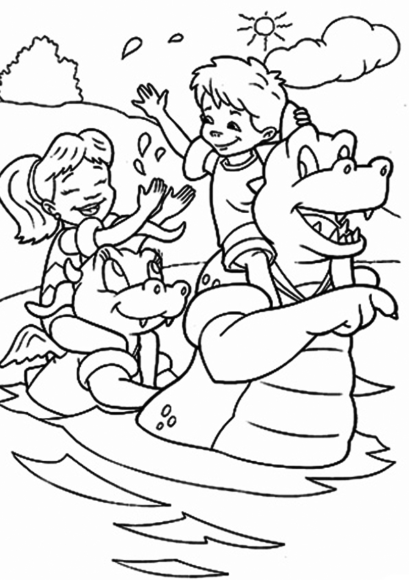 Dragon Tales Scene Coloring Page