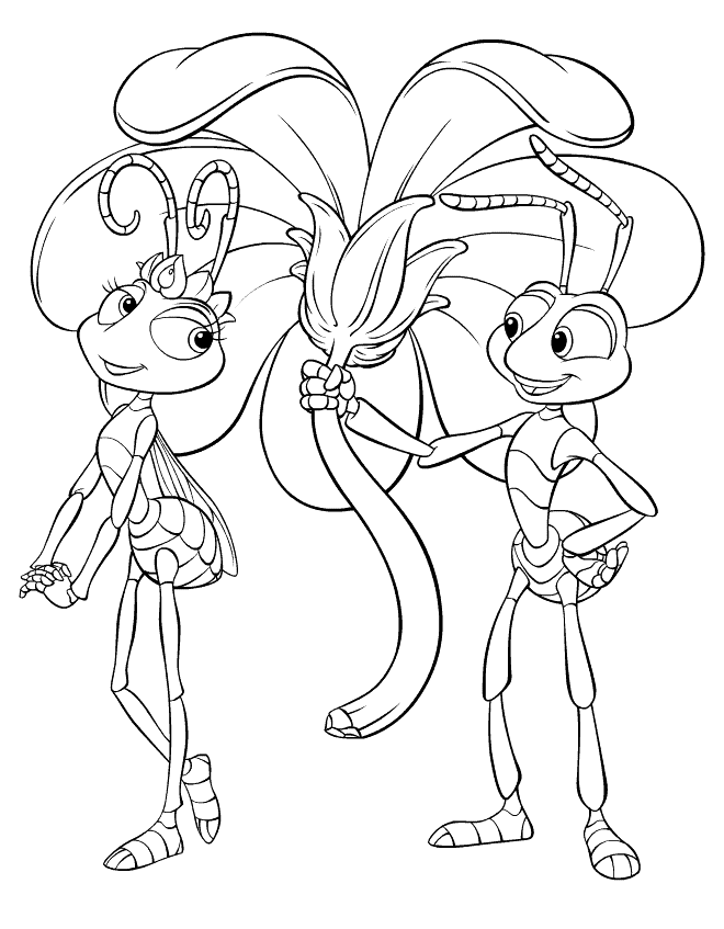 Flik Giving Atta A Flower Bugs Life Coloring Page