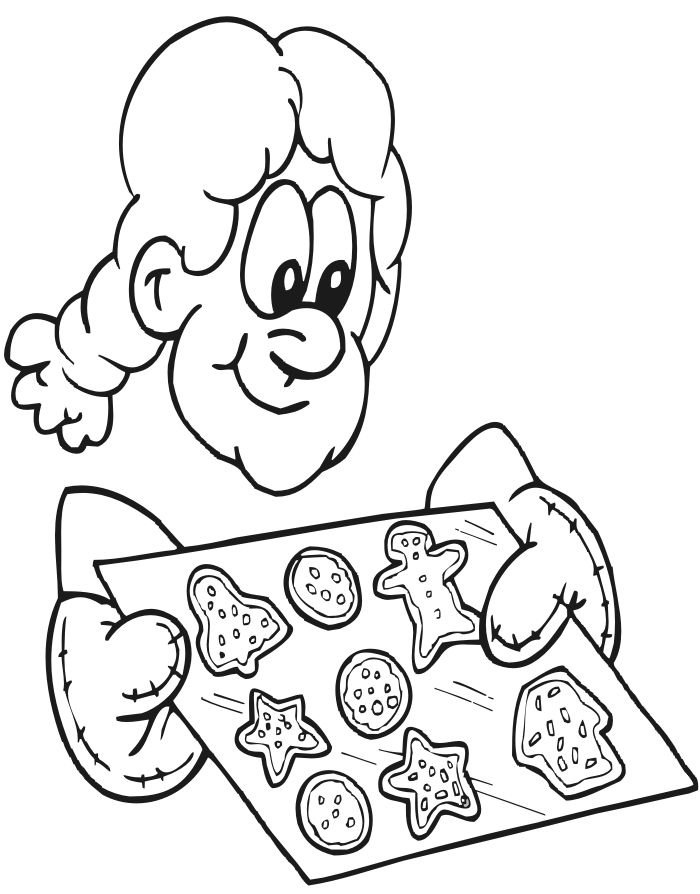 Grandma Baking Cookies For Christmas Coloring Page