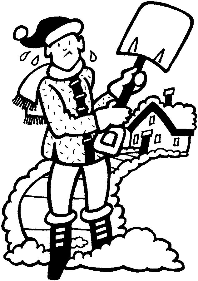 Man Shoveling Snow Coloring Page