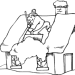 Man Shoveling Snow Off House Coloring Page