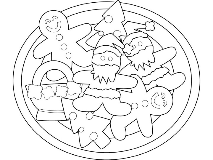 plate of christmas cookies clipart black and white