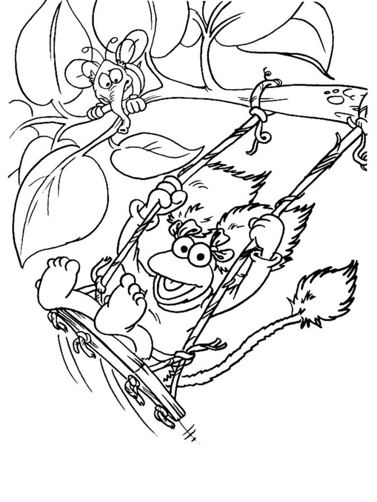 Red Fraggle Swinging Coloring Page