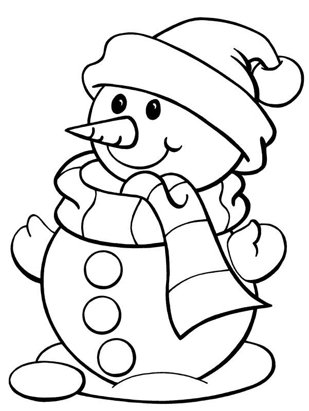 Snowman In Mittens Coloring Page