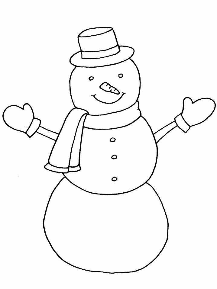 Snowman With Mittens Coloring Page