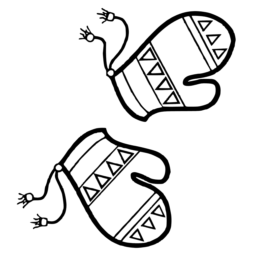 Two Matching Mittens Coloring Page