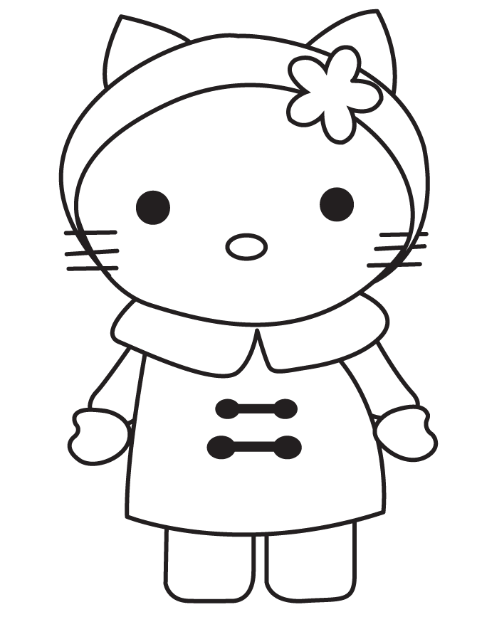 Winter Hello Kitty Mittens Coloring Page