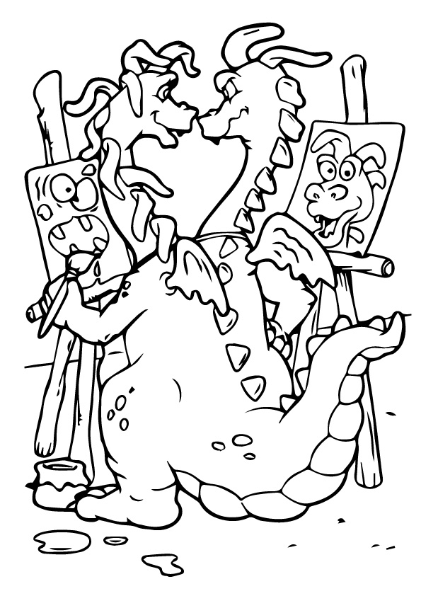 Zak And Wheezie Painting Dragon Tales Coloring Page