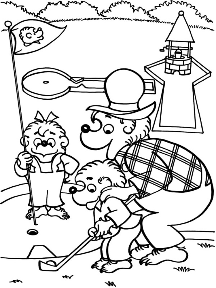 Berenstain Bears Mini Golf Coloring Page