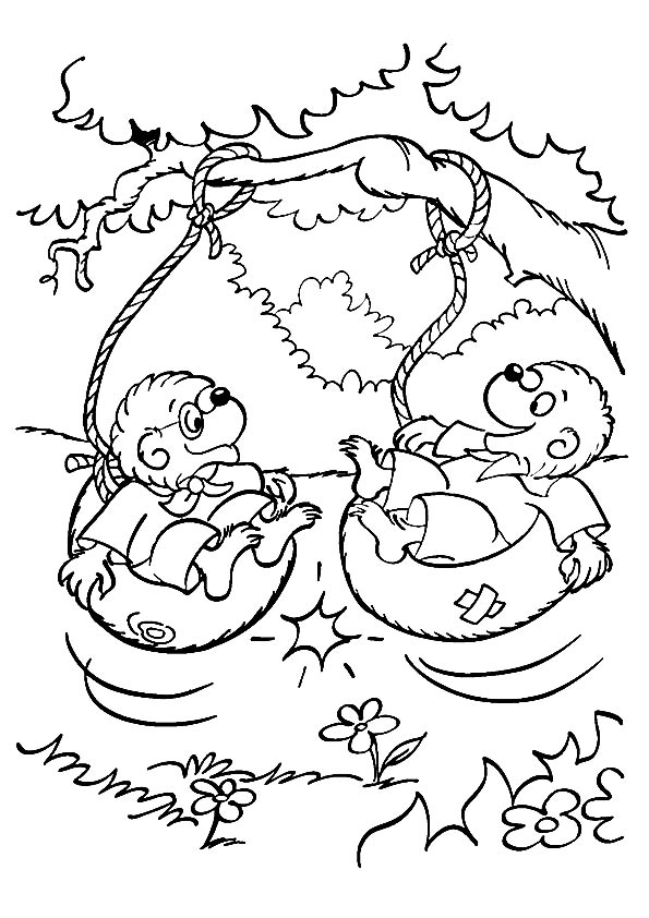 Berenstain Bears Swinging Coloring Page