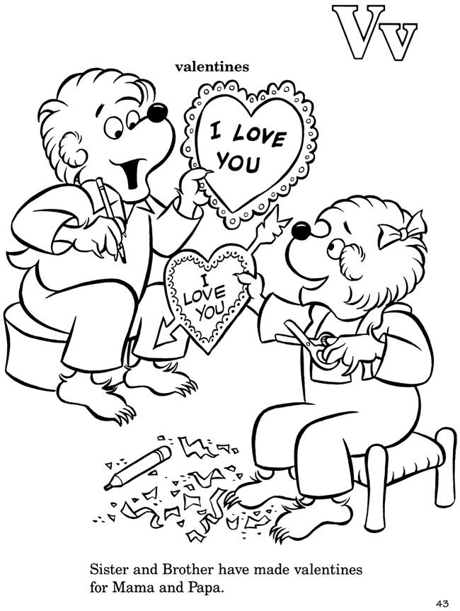 Berenstain Bears Valentines Coloring Page